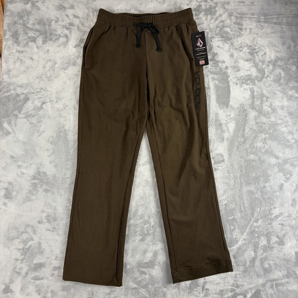 Volcom Men's Medium 32/34 Drawstring Fleece Loungewear Pants Brown NWT